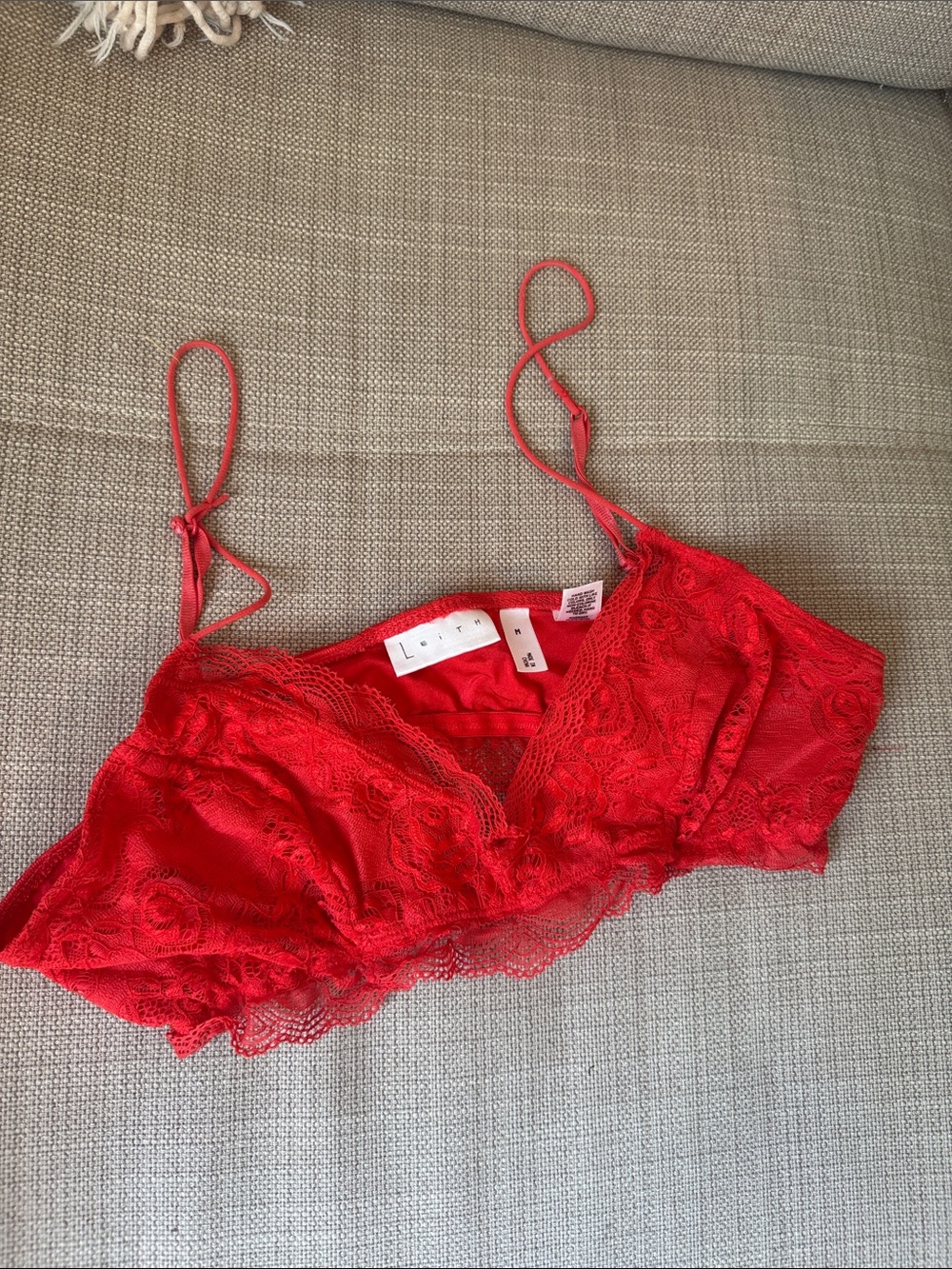 Leith Red Lace Bralette with Adjustable Straps